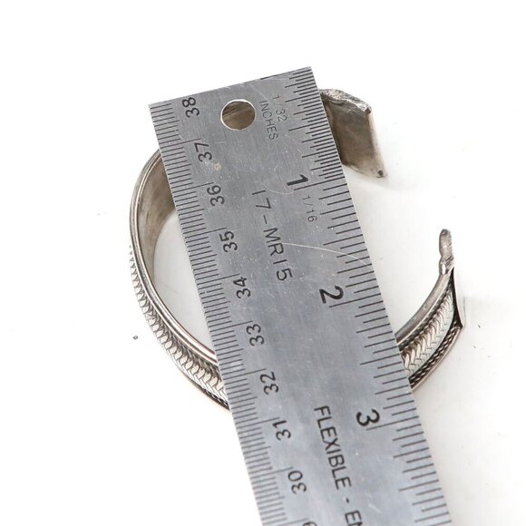 Vintage Antique Silver Tone Cuff Bracelet Fashion Metal Adjustable Retro - Picture 5 of 6